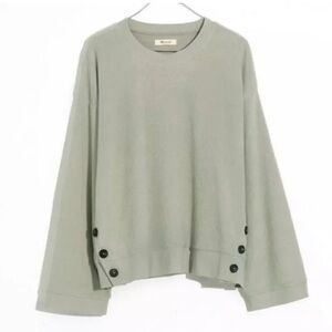 Madewell Pullover Women’s Large Brushed Side-Button Relaxed Fleece Sweatshirt